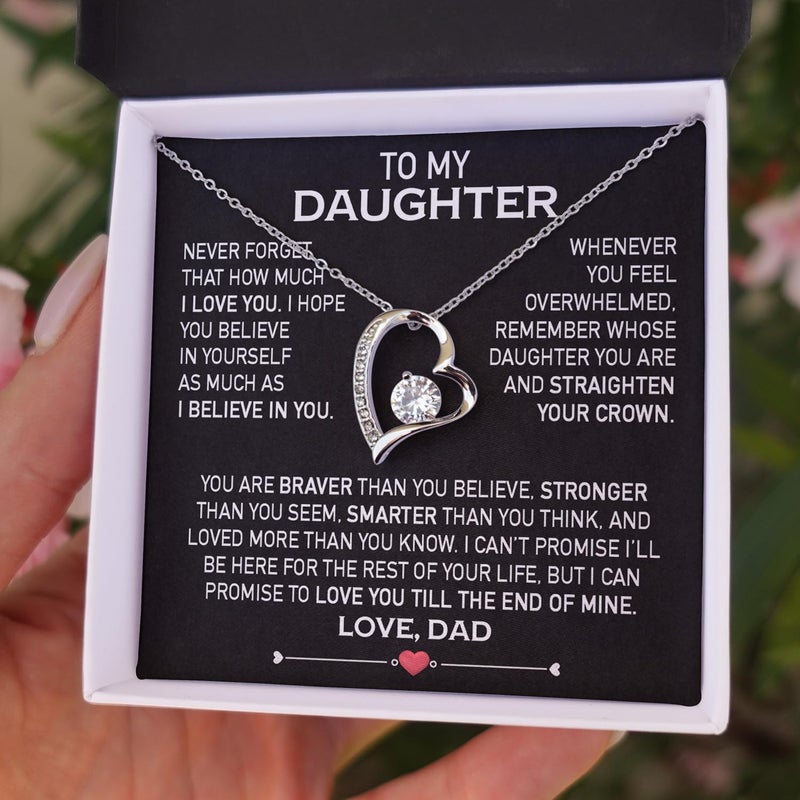 Larvincy To My Daughter Necklace From Dad With Heartfelt Message & Elegant Box, Gifts For Daughter From Father, Beautiful Jewelry Gift From Love Daddy On Graduation, Birthday, Wedding, Christmas - Image 2